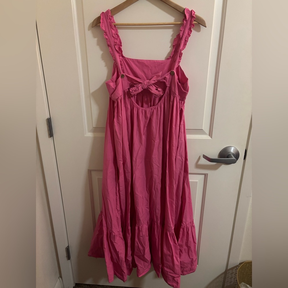 Free People Isabella Maxi Dress Pink, 100% Cotton, Bohemian Beach, Size XS - Picture 3 of 5